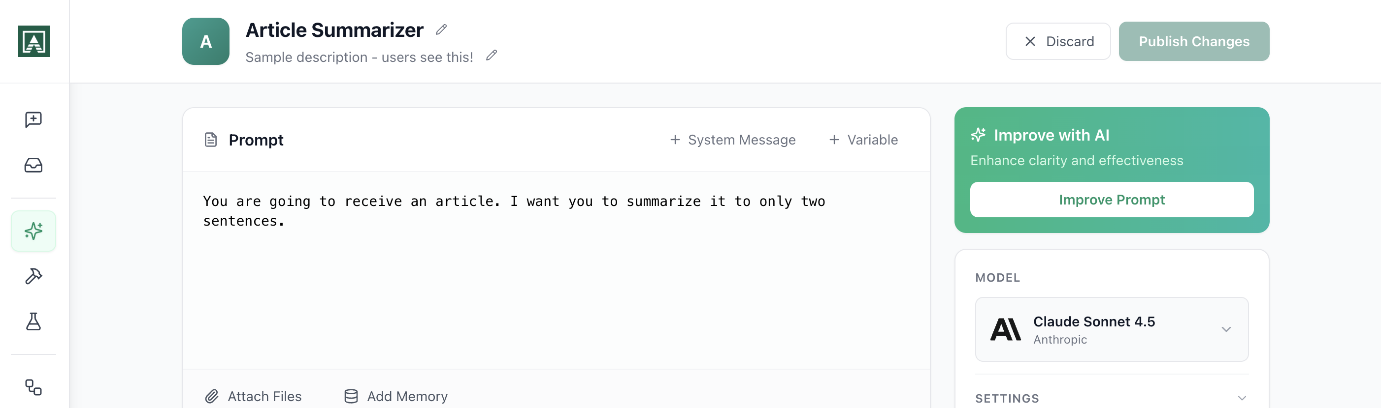 Prompt name and description